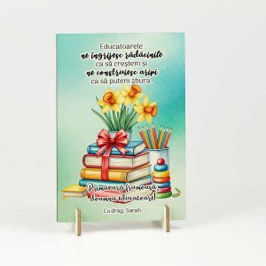 Felicitare lemn Mărțișor pentru Doamna Educatoare
