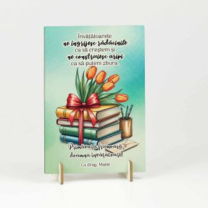 Felicitare lemn Mărțișor pentru Doamna Învățătoare