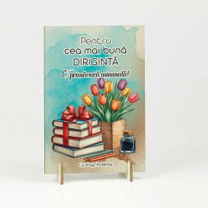 Felicitare lemn Mărțișor pentru Doamna Dirigintă