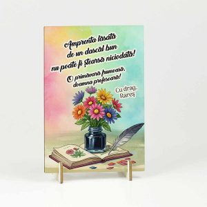 Felicitare lemn Mărțișor pentru Doamna Profesoară