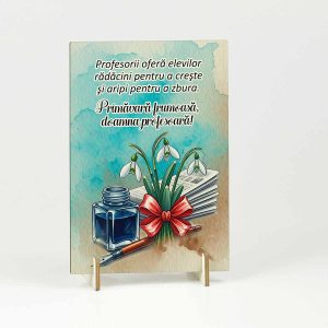 Felicitare lemn Mărțișor pentru Doamna Profesoară