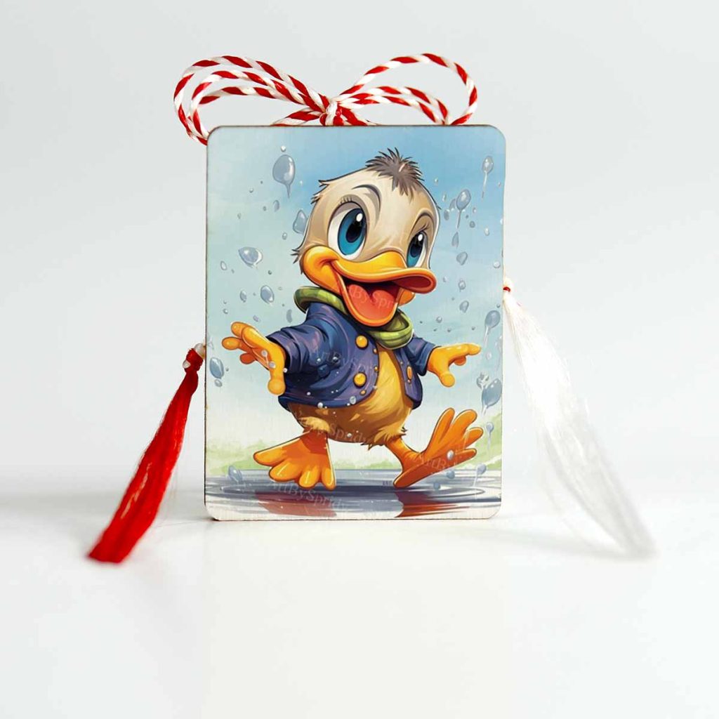 Martisor brosa pentru baietei personalizat cu o rata amuzanta.
