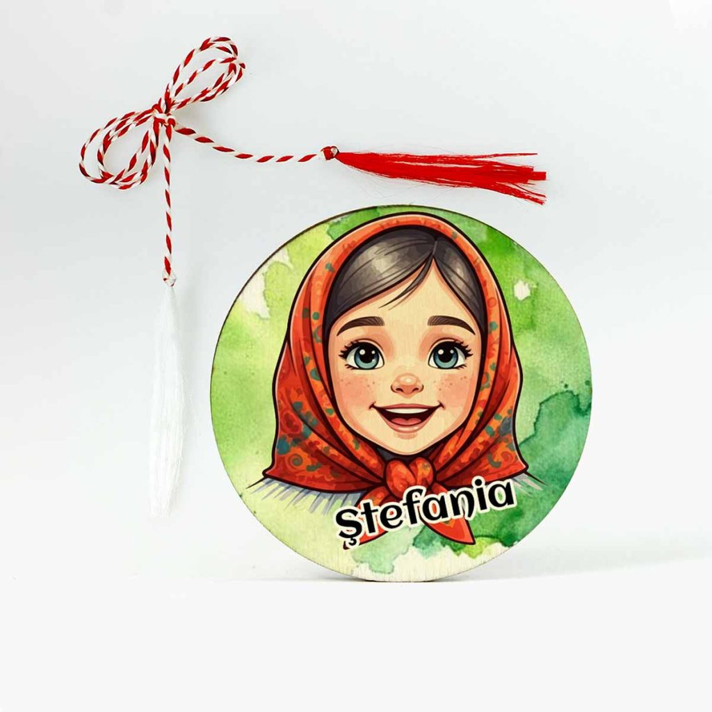 Martisor traditional pentru fete cu tarancuta vesela, simbolul autentic al primaverii