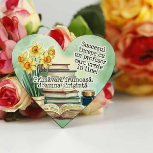 Mărțișor cu flori personalizat pentru profesoară, dirigintă