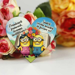 Mărțișor cu personaj Super Minioni pentru Educatoare sau Învățătoare