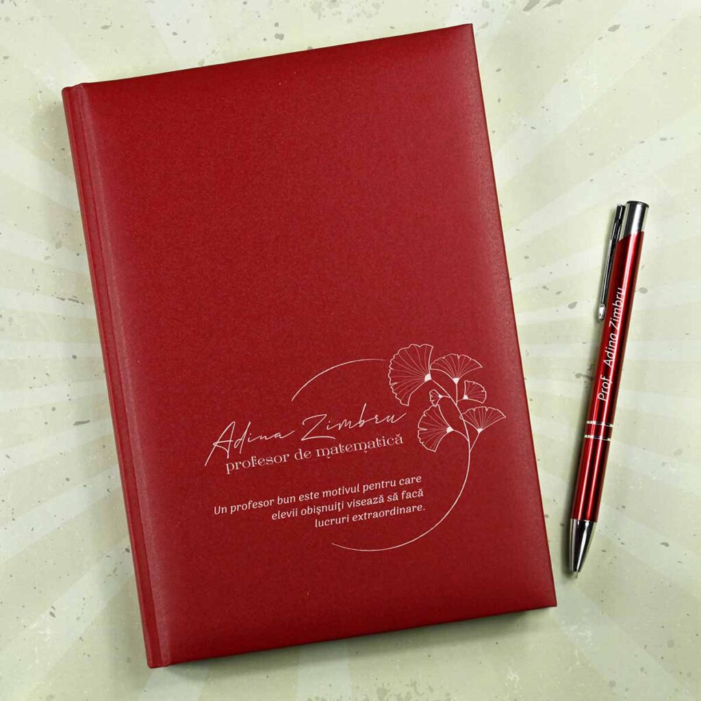 Set elegant agenda A5 si pix personalizat pentru profesori, cadou special Dedaruit