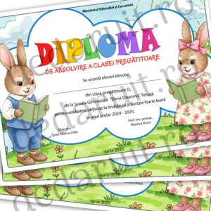 Diplomă școlară - model Iepurași