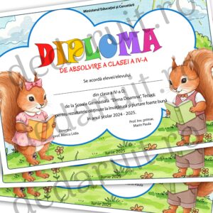 Diplomă școlară - model veverițe
