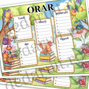 Orar școlar cu mascota clasei - Fluturași