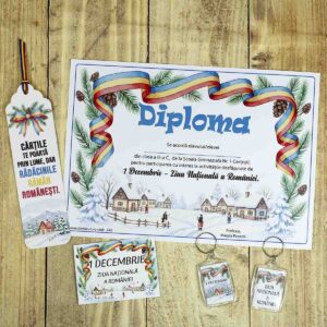 Set 1 Decembrie diplomă, semn de carte și opțional magnet/breloc