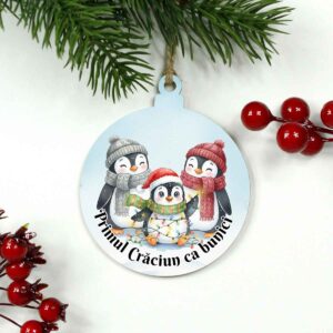 Glob personalizat Primul Crăciun ca bunici – Pinguini | Cadou