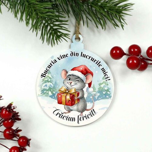 glob din lemn personalizat model soricel