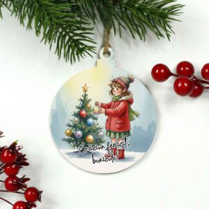 Glob din lemn personalizat pentru Bunic – cadou de Crăciun decorativ și sentimental
