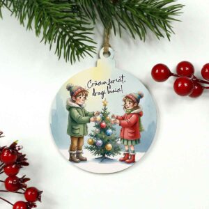 Glob din lemn personalizat pentru bunici, decor de Crăciun imprimat UV, cadou festiv și sentimental