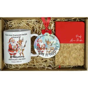 Set Cadou Personalizat Crăciun Profesor Desen