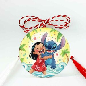 Mărțișor personalizat pentru copii cu Lilo și Stitch, cadou colorat de 1 Martie
