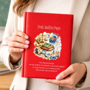Agendă personalizată pentru profesoară de logică, cadou elegant cu nume și mesaj, copertă roșie premium