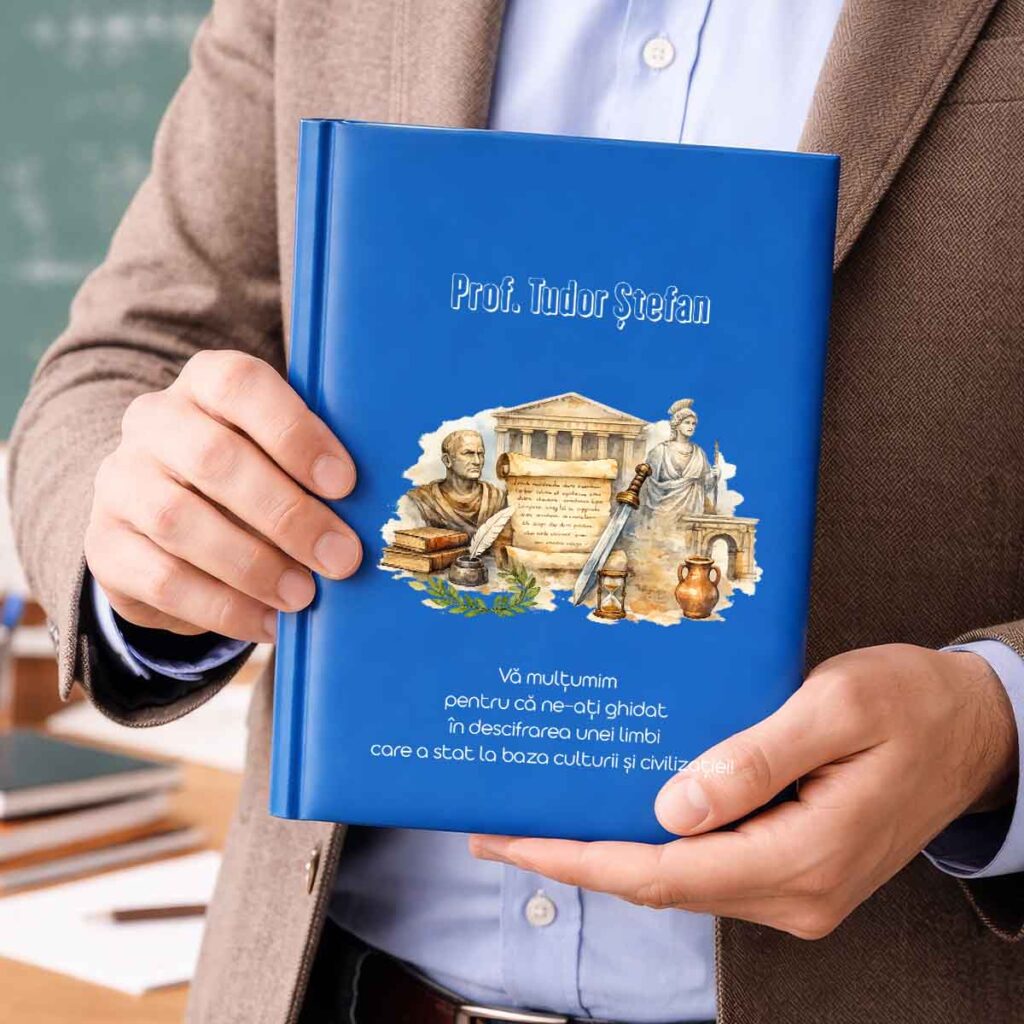 Agendă personalizată profesor latină cu nume și mesaj special, cadou elegant Dedaruit pentru profesori de limbi clasice