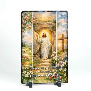 ardezie personalizată Hristos a Înviat tablou religios pe ardezie naturală Dedaruit