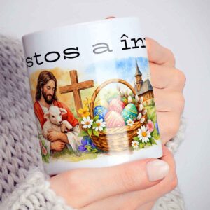 Cană cadou personalizat de Paște cu mesaj tradițional Hristos a Înviat