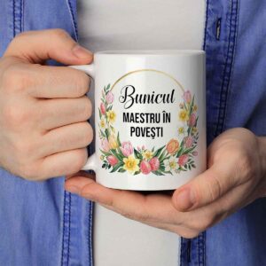 Cană de Paște personalizată pentru bunic cu mesaj special și design floral, cadou personalizat pentru bunic disponibil pe Dedaruit