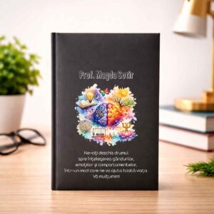 Agendă personalizată consilier școlar cu nume și mesaj emoționant, design artistic, cadou special disponibil pe Dedaruit