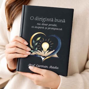 Agendă personalizată pentru dirigintă cu nume și mesaj inspirațional, cadou elegant A5 disponibil pe Dedaruit