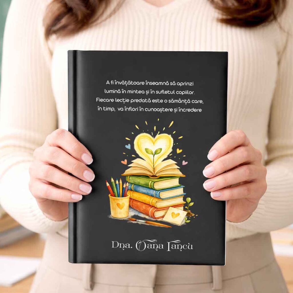 agenda personalizata invatatoare A5 cu nume si mesaj emotional cadou Dedaruit