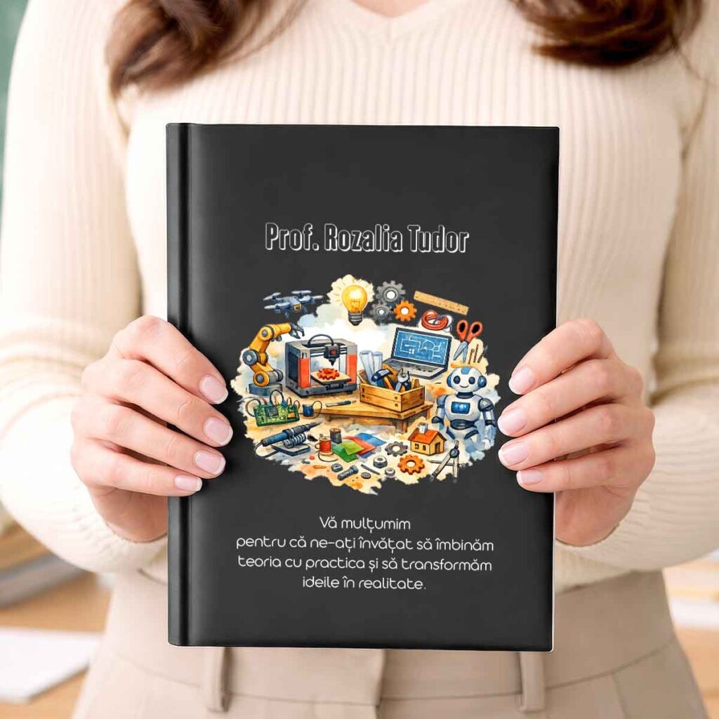 agendă personalizată pentru profesoara de educație tehnologică cu nume și mesaj Dedaruit