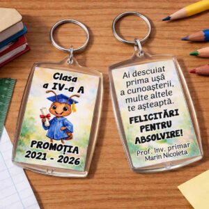 breloc personalizat absolvire elevi cu furnicute cadou clasa a 4-a Dedaruit