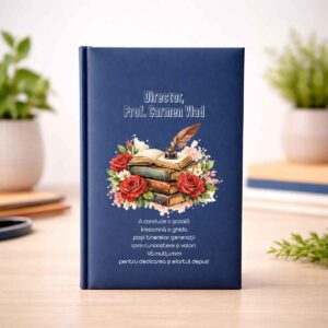 Cadou personalizat pentru director – agendă elegantă cu mesaj de mulțumire, personalizată cu nume, de la Dedaruit