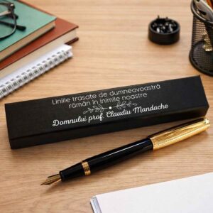 cadou personalizat profesor stilou elegant in cutie personalizata Dedaruit