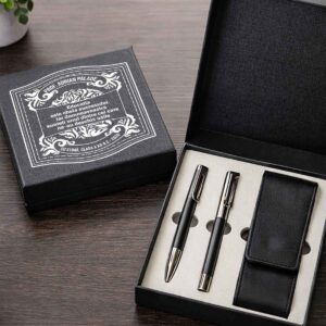 Cadou pentru profesor set stilou și pix personalizat cu etui elegant în cutie premium, ideal pentru final de an sau ocazii speciale