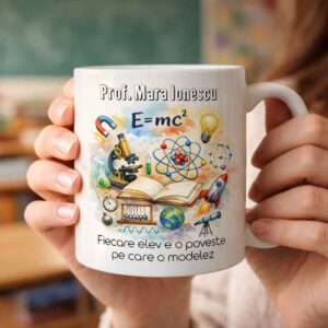 Cana cadou profesori fizica personalizata cu mesaj – cadou unic pentru profesori de fizica Dedaruit
