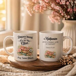 Cana personalizata pentru diriginta cu mesaj de multumire si nume – cadou special profesoara Dedaruit