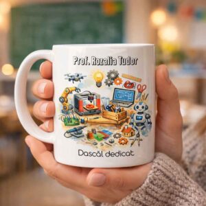 Cana personalizata cu nume pentru profa de tehnologie, cadou original Dedaruit