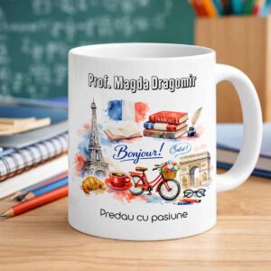cană personalizată profesor franceză cu nume Dedaruit
