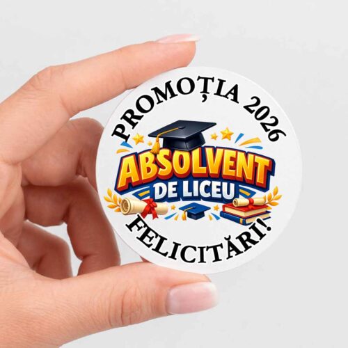 Insigna pentru Absolvent de Liceu cocarda eleganta cu print UV rezistent Dedaruit