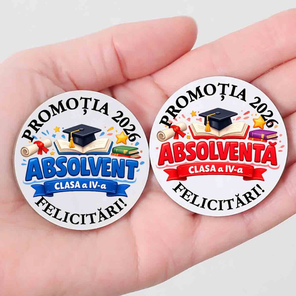 insigna absolventi clasa a IV-a tip cocarda pentru final ciclul primar
