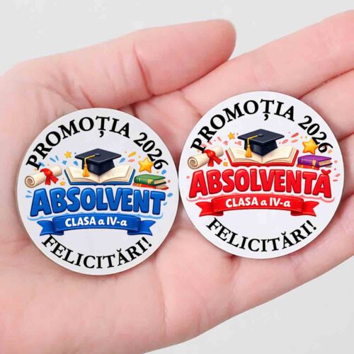 insigna absolventi clasa a IV-a tip cocarda pentru final ciclul primar