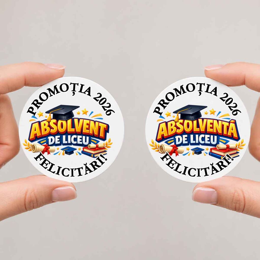 Insigna pentru Absolventi de Liceu cocarda eleganta cu print UV rezistent Dedaruit