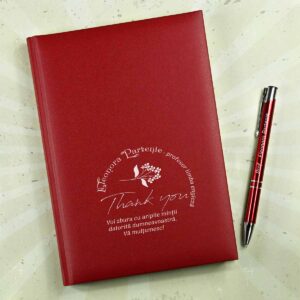Set agenda si pix personalizat profesori cadou elegant cu nume si mesaj Dedaruit