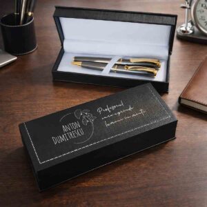 Set stilou si pix personalizat premium în cutie elegantă, cadou pentru profesor Dedaruit