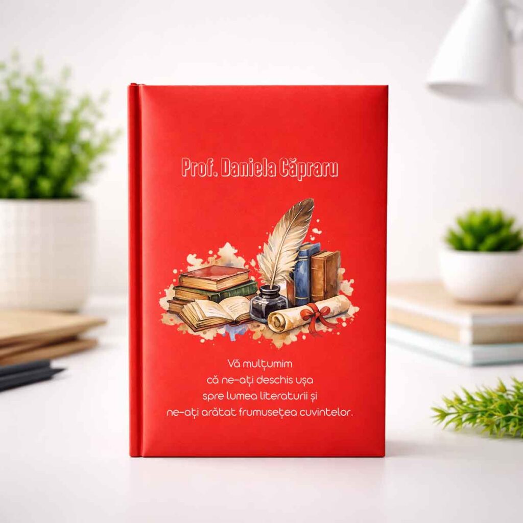 Agenda personalizata profesoara de limba romana cu nume si mesaj special – cadou elegant Dedaruit