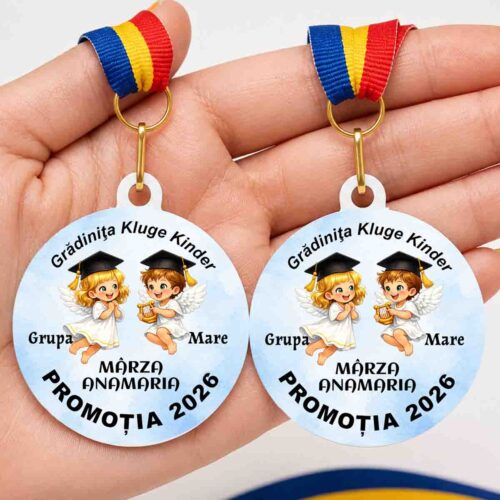 medalie absolvire ingerasi personalizata cu nume pentru copii scoala si gradinita