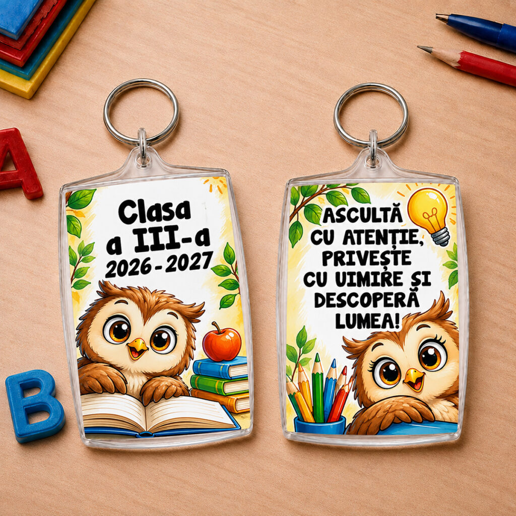 Breloc Clasa Bufnițelor cadou pentru elevi în prima zi de școală