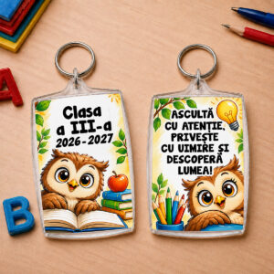 Breloc Clasa Bufnițelor cadou pentru elevi în prima zi de școală