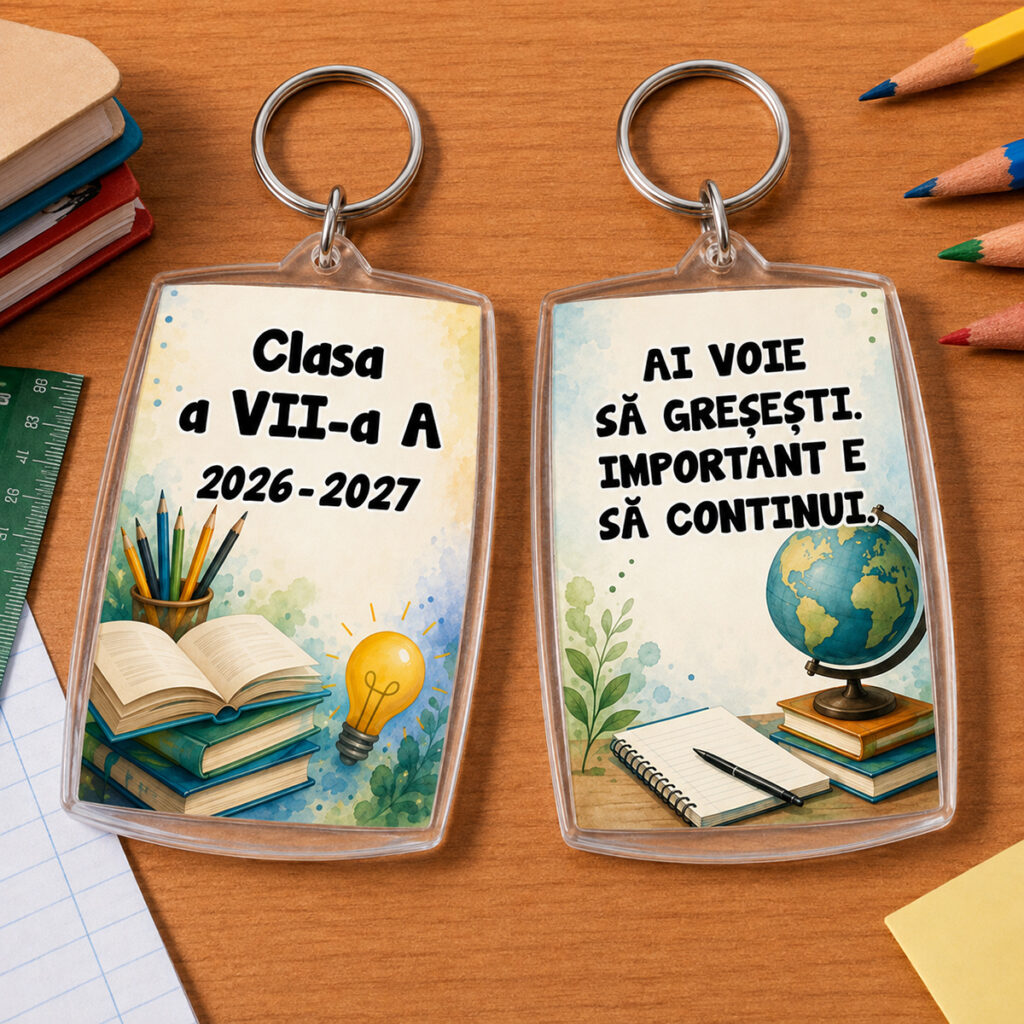 Breloc personalizat clasa a VII-a cu mesaj motivațional pentru elevi