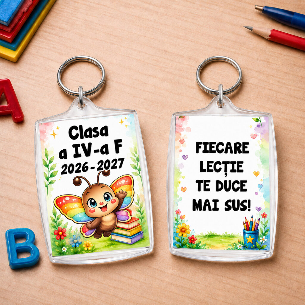 Breloc personalizat Clasa Fluturașilor pentru elevi, cadou de început de an școlar Dedaruit