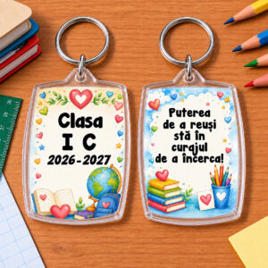 Breloc personalizat Clasa Inimioare pentru copii, cadou la început de an școlar sau grădiniță